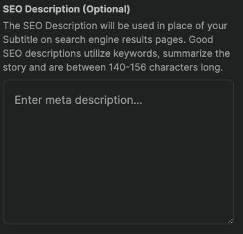 SEO Subtitle setting