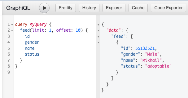 Hasura GraphQL Query Screen Shot